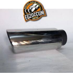 Resim 51 mm Tekli Krom Oval Uzun Yassı Kesik Dolu Sessiz Egzoz Ucu Eksoz 1 Adet--Egzozcum 