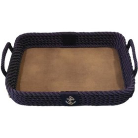 Resim Deri Tabanlı Tepsi (Dikdörtgen) | Lacivert 