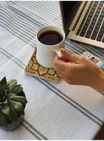 Resim Oscar Stone Decor Doğaltaş Baskılı Bardak Altlığı Tile Desen 10 Cm X 10 Cm - Stone Coaster Dsn60-4 