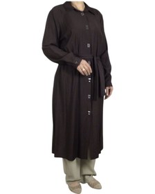 Resim Ece Giyim Kadın Önü Çıtçıtlı Beli Kuşaklı Tunik Kahverengi 
