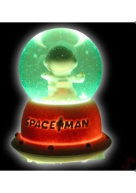 Resim Uçuşan Yıldızlı,7,5cm X 4,5cm Led Işıklı Astronot Küre - Pembe 