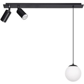 Resim Rsylight Retro Masa Üstü 3 Lü 180derce Ledli Beyaz Opal Camlı Sarkıt Led Spot Günışığı Ampüllü Siyah 