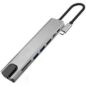 Resim Kelepir Fırsatlar Type C Den 8 Ayrı Girişe Çeviren Laptop Için Rj-45 Lan Eternet Usb Usb 3.0 Hdtv Pd Sd Tf Çevirici 