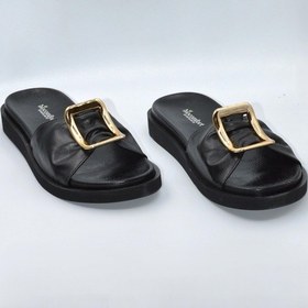 Resim Kadın Şık Tokalı Siyah Günlük Moda Terlik Siyah 
