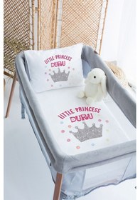 Resim Lilabio %100 Pamuk Saten İsme Özel İsimli 70x120 Park Yatak Nevresim Seti Küçük Prenses 