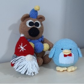 Resim nildamigurumi Amigurumi Örgü Oyuncak Ayı Noel Baba Penguen 