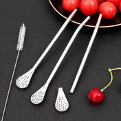 Resim Üç Parça Takım Elbise ile Bir Çıkarılabilir Pipet Kaşığı, Bir Fırça, Karıştırma Kaşığı, Çıkarılabilir Temizleme Pipeti, Meyve Suyu Süt Çay Filtreli Pipet, Pipet Fırçası, İçme Aletleri Aksesuarları, Paskalya ve Aziz Patrick Günü için Mutfak Malzemeleri 