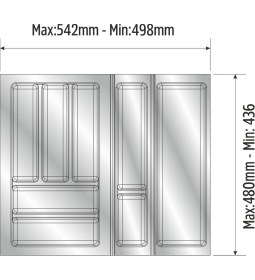 Resim Mutfak Çekmece Içi Düzenleyici, Kaşıklık 54CM x 48CM Yanlar ve Boydan 4cm Kesilebilir, Antrasit 