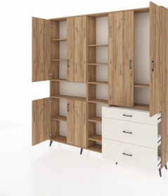 Resim Arges Dolap 13 Raflı 3 Çekmeceli 6 Kapaklı 220x30x243 Çam-çam/aytaşı Atlas Çam/aytası 