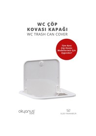 Resim Okyanus Home Beyaz Kare Yedek Çöp Kovası Kapağı Beyaz 