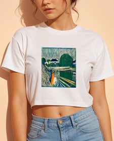Resim Köprüdeki Kızlar Crop Tişört 
