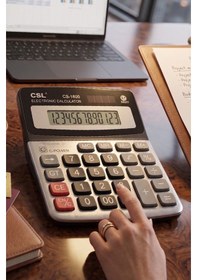 Resim Hesap Makinesi Gri Siyah 11.5x14 Cm 1 Adet Csl Cs-1800 12 Haneli Orta Boy Ofis Büro Masaüstü Hesap Makinası 