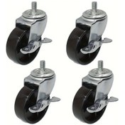 Resim Dashanshop 4 Adet Frenli 3 İnç M10 15mm Dişli Çubuklu 360 Derece Dönebilir Mobilya Tekerleği 