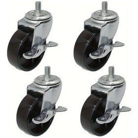 Resim Dashanshop 4 Adet Frenli 3 İnç M10 15mm Dişli Çubuklu 360 Derece Dönebilir Mobilya Tekerleği 