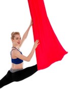 Resim Yoga Fly Hamağı Kırmızı Tavana Askılı Yer Çekimsiz Fitness Pilates Hava Akrobasi Egzersiz Aleti 