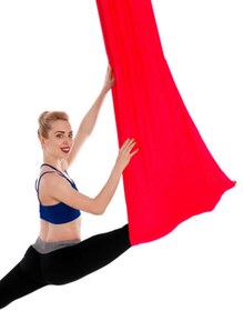 Resim Yoga Fly Hamağı Kırmızı Tavana Askılı Yer Çekimsiz Fitness Pilates Hava Akrobasi Egzersiz Aleti 