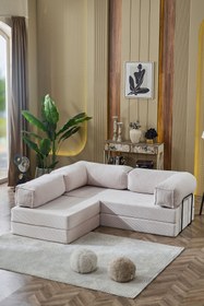 Resim Dekoport Relax Sofa Köşe Takımı Fitilli Kadife, Yıkanabilir, Silinebilir, Pratik Yer Yatağı, 50 Dns Bondex 
