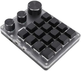 Resim Programlanabilir tuş takımı, Bir Elle Klavye, 16 tuş, 3 Düğme, kırmızı Anahtar, Kablosuz Bluetooth/2.4g/tip C Kablolu, Oyun Düzenleme çı Için tuş Takımını özelleştir (BLACK) 