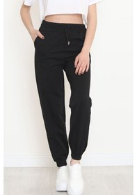 Resim Çımalı Paça Lastikli Eşofman Altı Siyah - 15002.1778.-9020488305436 Siyah 