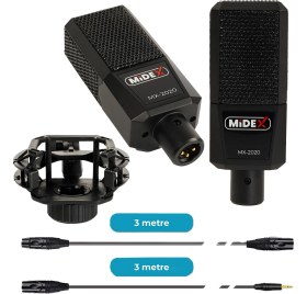 Resim Midex Special Paket-3 Stüdyo Ekipmanları Ses Kartı Condenser Mikrofon Kulaklık Stand Full Set 