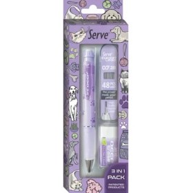 Resim Serve Doğa Desenli Deep Kalem, Deep Silgi ve Deep Min, 0.7 Mm, LAVANTA PATİ 