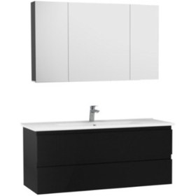 Resim Creavit Alinda 120 Cm Lavabo Dolaplı Ve Aynalı Dolap Siyah 