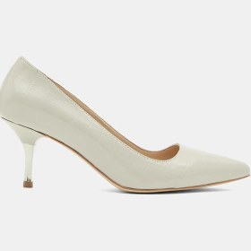 Resim Desa Kadın Bej Kroko Baskılı Sivri Burunlu Deri Stiletto 