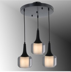 Resim Tt603-3y-fullsy Tt Ayd. Mat Siyah 3 Lü Silindir Çift Camlı Avize Siyah - Bal Cam 