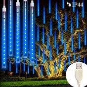 Resim 1 Set, 8 Tüp, USB Meteor Yağmur Işıklı Dize, Tatil Partisi Işıklı Dize, Ev Oda Bahçe Bahçe Işıkları, Doğum Günü Düğün Parti Süsleme Işıklı Dize - Noel, Şükran Günü ve Cadılar Bayramı Süslemeleri 