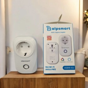 Resim Alpsmart AS816 EU 3 lü Set Wifi Akıllı Priz Uzaktan Kontrollü Tuya Destekli 16A 