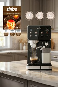 Resim Sinbo Scm‑2995 20 bar Basınç Süt Haznesi Dokunmatik Pro Kapsüllü Toz Kahve Espresso Makinesi 