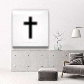 Resim "Noktalı Haç". Tasarımcı Koleksiyonu Cam Duvar Tablosu - XL (100 x 100 cm) 