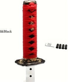 Resim Xuweiwei 1 Adet Otomatik Vites Red Black 20cm Samurai Kılıcı Başlıklı Kaymaz Direksiyon Kolu 
