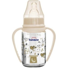 Resim Bambino Kulplu Cam Biberon 125 ML Krem Şapka 