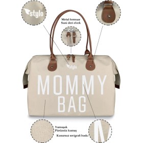 Resim Stylo Mommy Bag USA Baskılı Anne Bebek Bakım Çantası-Bej 
