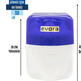 Resim Evora 5 Aşamalı 12 Litre Mavi Kapalı Şeffaf Kasa Pompasız Su Arıtma Cihazı 
