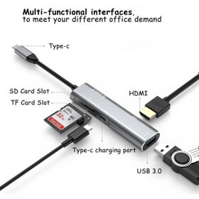 Resim Orico Clh-w3 Type-c - Usb 3.0 4k Hdmı Pd Şarj Hub'ı Tf Sd Kart Okuyucu Çok Fonksiyonlu Usb Hub - Gri 