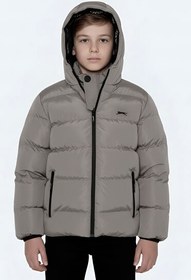 Resim Slazenger NEONS Unisex Çocuk Kapüşonlu Şişme Taş Gri Mont & Kaban 
