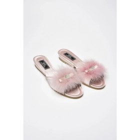 Resim Gc Terlik 171 Kadın Önü Tüylü Ev Terliği-Pudra 