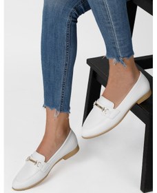 Resim Kadın Babet Zincir Tokalı Hafif Rahat Taban Şık Günlük Ayakkabı B 