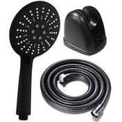 Resim Euromix Duş Başlığı + Hortumu + Askısı Duş Takımı Siyah 