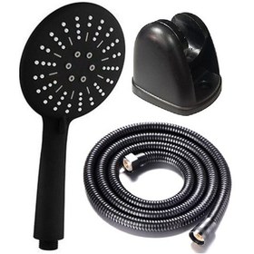 Resim Euromix Duş Başlığı + Hortumu + Askısı Duş Takımı Siyah 