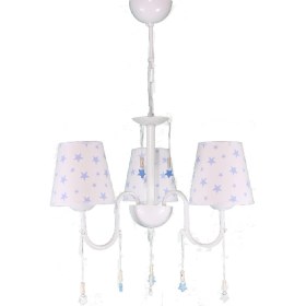 Resim Şenay Aydınlatma Çocuk Odası 3'lü Kumaş Abajur Avize-Beyaz Yıldız 