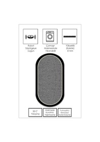 Resim West Home Makinede Yıkanabilir Kaymaz Taban Leke Tutmaz Oval Modern Yolluk Ev Dekorasyonu İçin Gri Kesme Yolluk Wh478 Grey Oval Yolluk 