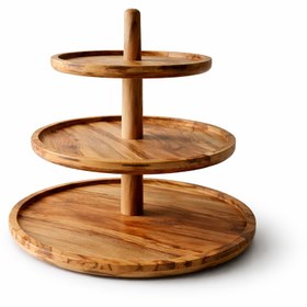 Resim Handmade 3-Tier Olive Wood Serving Stand | Modular Dessert Tower, Cupcake & Snack Display | Natural Olive Wood Tray | Removable Shelves | Rustic Home & Wedding Decor 