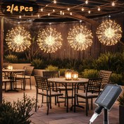Resim 2/4 adet Güneş Enerjili Asılı Açık LED Yıldız Patlama Top Işıkları, 240/480 LED, Sıcak Beyaz/Çok Renkli/Beyaz, 8 Mod, Bakır, Parlatılmış Yüzey, ≤36V, Normal Su Geçirmez, Düğme Kontrolü, Lityum Güneş Pili, YEYAYU Markası ile, Bahçe, Ağaç, Çadır, Kamp, Noel, Sevgililer Günü, Cadılar Bayramı, Yeni Yıl, Bahar Festivali Süslemesi 