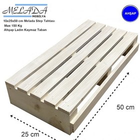 Resim 10 Cm Yükseklikte Doğal Ahşaptan Ev Içi Kullanıma Uygun Kaymaz Tabanlı Step Tahtası 25 Cm X 50 Cm 