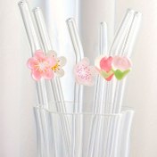 Resim 1 adet/6 adet Çiçek Süslemeli Isıya Dayanıklı Cam Pipetler, Meyve Dekorlu Tasarımlı Kavisli Samanlar - Meyve Suyu, Süt Çayı, Kahve, Soğuk İçecekler için Mükemmel, Okul Malzemeleri, Okula Dönüş Hediyesi, Kız Arkadaşa Hediye, Erkek Arkadaşa Hediye, Ebeveynlere Hediye, Arkadaşlara Hediye 