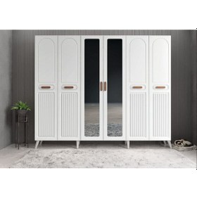 Resim Letto Membran 6 Kapaklı Portmanto Montaj Dahil Beyaz 240 Cm 