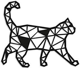 Resim SUME Geometrik Desen Kedi Ahşap Duvar Dekoru 